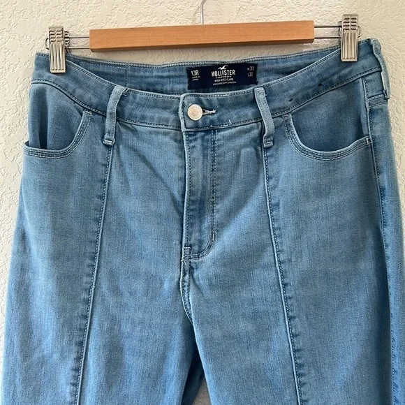 HOLLISTER Jeans Flare Junior's High Rise wide leg Stretch Light Wash Denim 13R - Picture 4 of 10